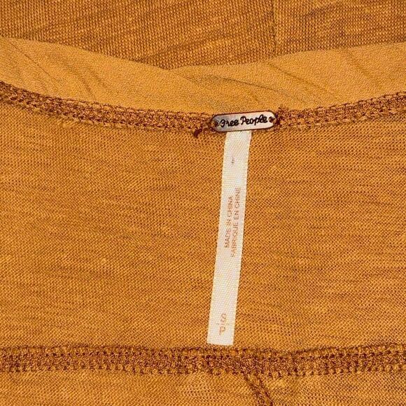 Free People Linen Travel Tank Top Small Oversized Mustard Yellow - Picture 5 of 6